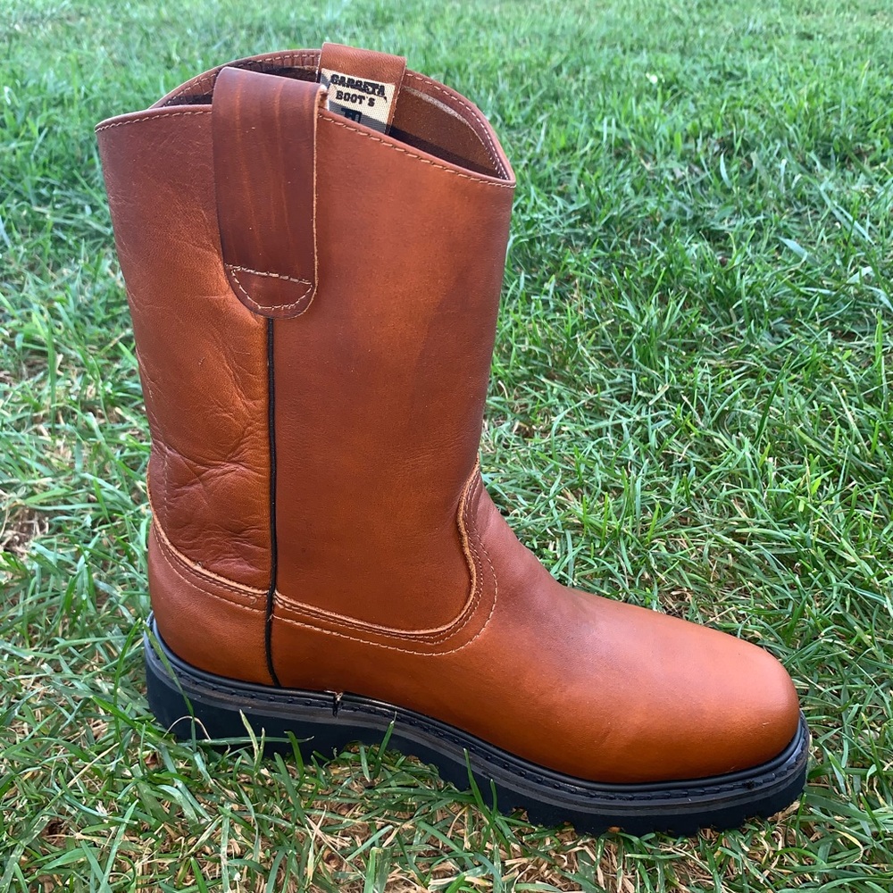 Men's Work STEEL TOE Boots Pull On Leather Brown Bota Trabajo Con Casquillo 410 - Picture 2 of 8